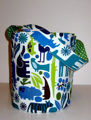 fabric storage bucket with animals