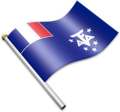 The French Southern Territories  flag on a flagpole clipart image