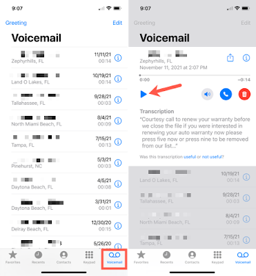 Set up VoiceMail on iPhone