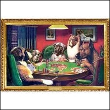 dogs playing poker