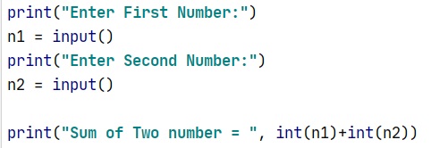 Sum of Two number in python