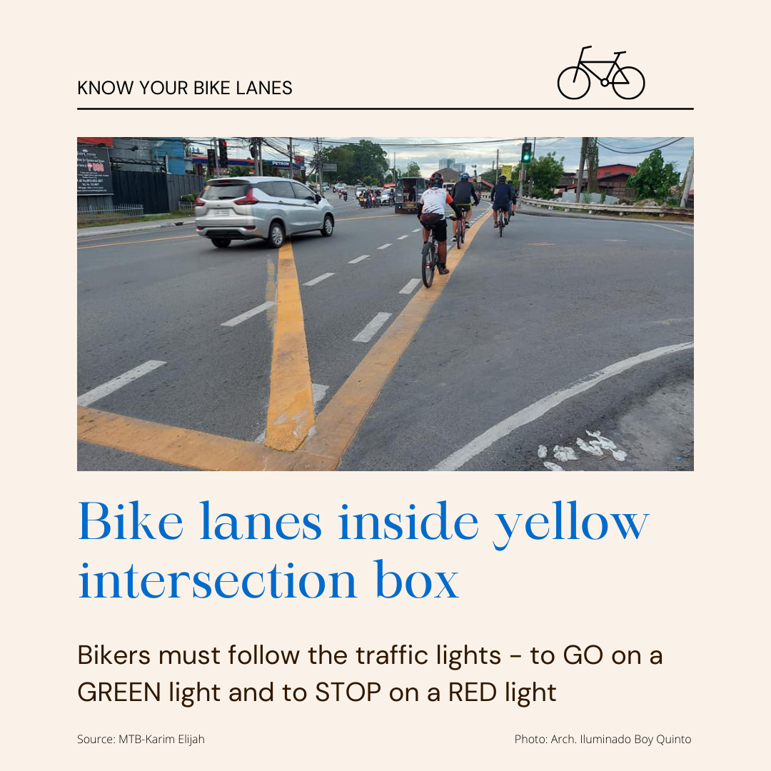Bike Lanes Inside Yellow Intersection Box - Bikers must follow the traffic lights - to Go on a GREEN light and to STOP on a RED light