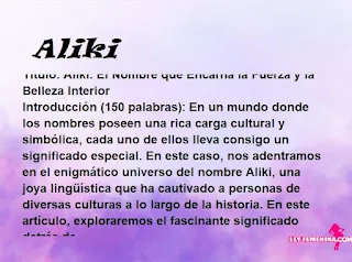 significado del nombre Aliki