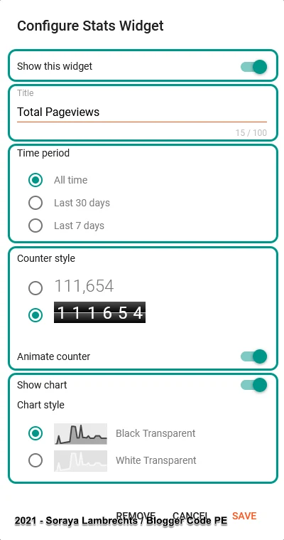 Stats gadget control panel