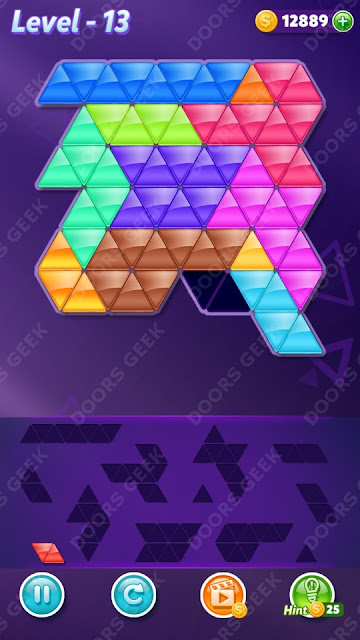 Block! Triangle Puzzle Champion Level 13 Solution, Cheats, Walkthrough for Android, iPhone, iPad and iPod