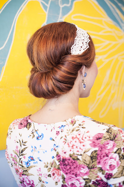 Amy West shows off this quick elegant up do using head band. 