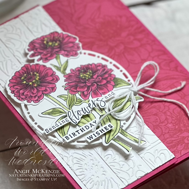 Stampin' Up! Simply Zinnia birthday card - close-up details | Nature's INKspirations by Angie McKenzie