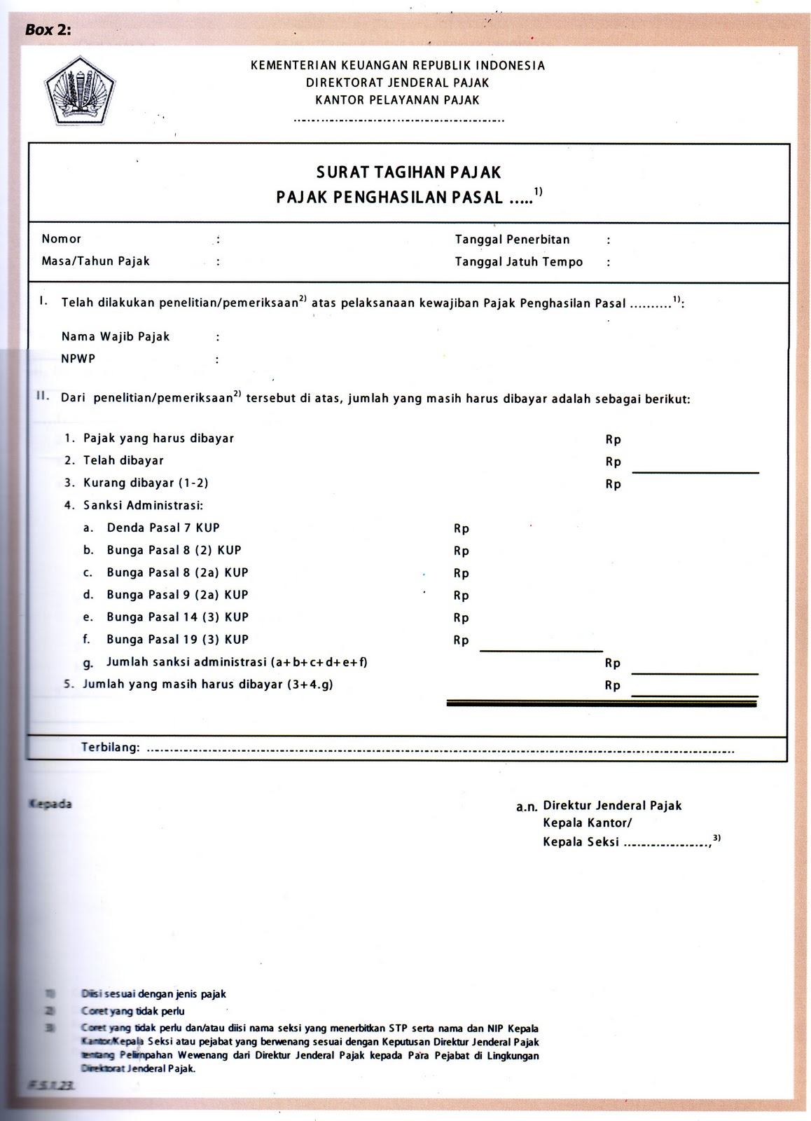 Contoh Surat Penagihan Yang Bersifat Teguran