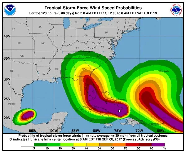 Una imagen de los huracanes Irma, José y Katia en el Atlántico que, por lo menos, asusta