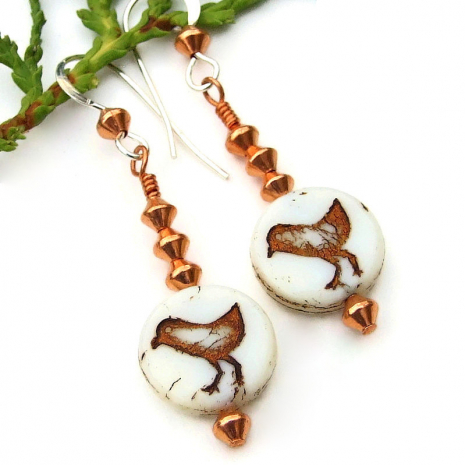 bird peeps sandpiper handmade jewelry czech glass copper