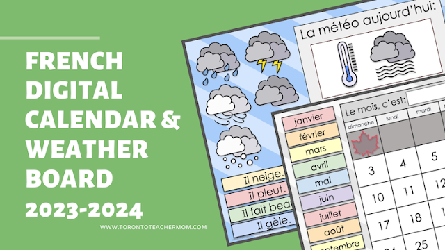 French Digital Calendar and Weather Board 2023-2024