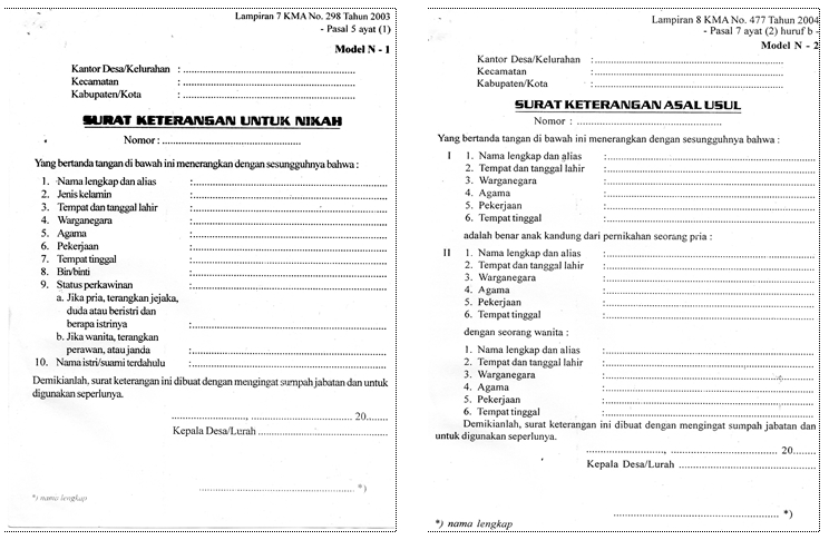 Format Terbaru Siap Cetak Administrasi Nikah Di Desa N1 N5 Format Administrasi Desa