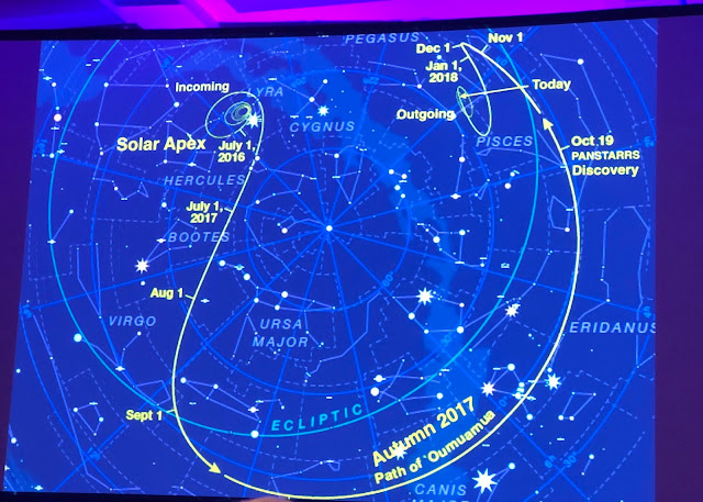 Oumuamua's one time visit through our solar system (Source: Greg Laughlin, Yale U, at 233rd AAS meeting)