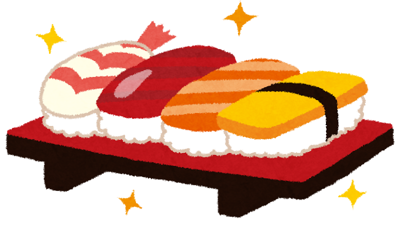 寿司のイラスト えび まぐろ サーモン 玉子 かわいいフリー素材集