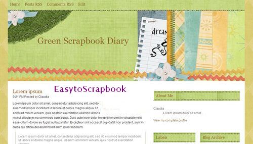 Free Blogger Template Green Scrapbook Diary