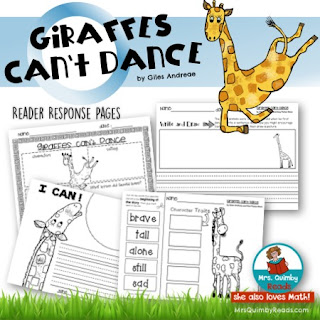 giraffes can't dance, reader response, writing prompts, book companion, MrsQuimbyReads