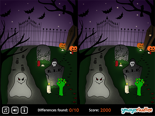 Free Printable Halloween spot the difference Worksheet Pictures for Kids