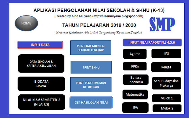 Aplikasi SKHU SMP Tahun 2024 Kurikulum 2013 format excel