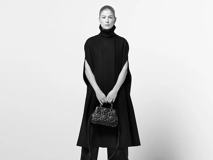 Photographer Brigitte Lacombe captured Dior's Lady 95.22 bag campaign starring Rosamund Pike