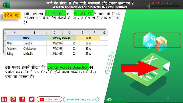 Step 4 to apply Center across selection in Excel