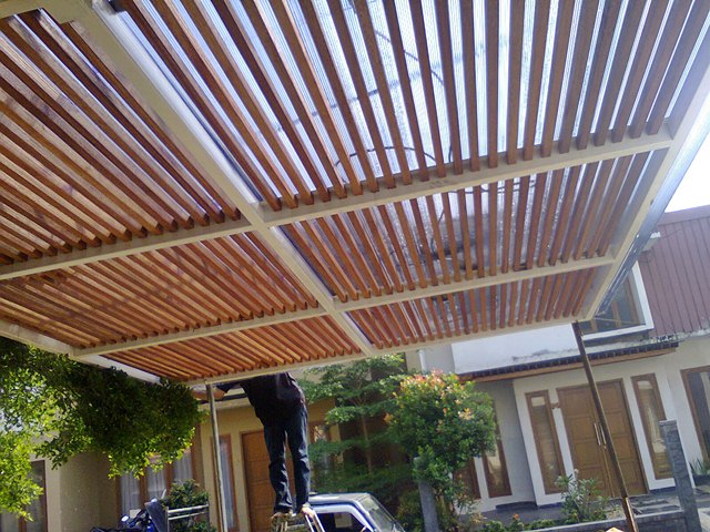 Konsep Gambar Kanopi Kayu, Kanopi Baja Ringan