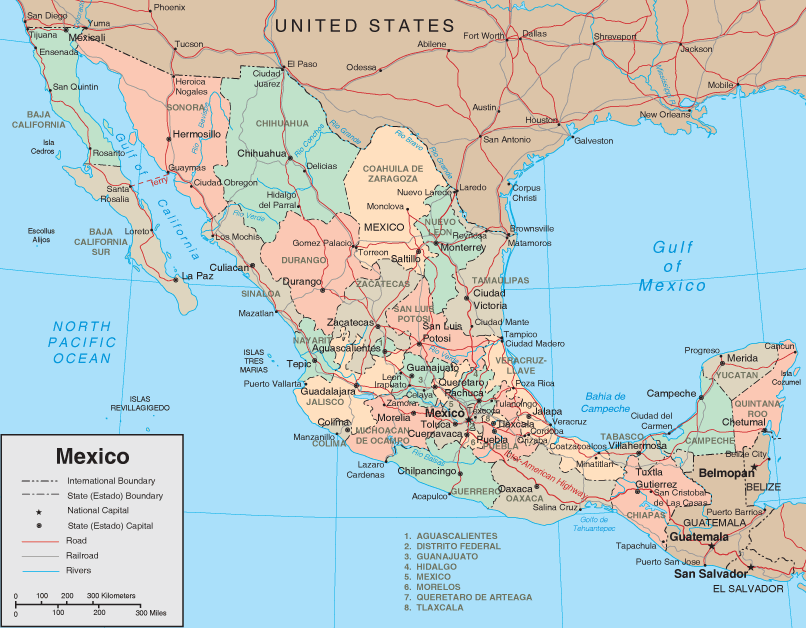 Map of Mexico States Regional | Map of Mexico Regional Political