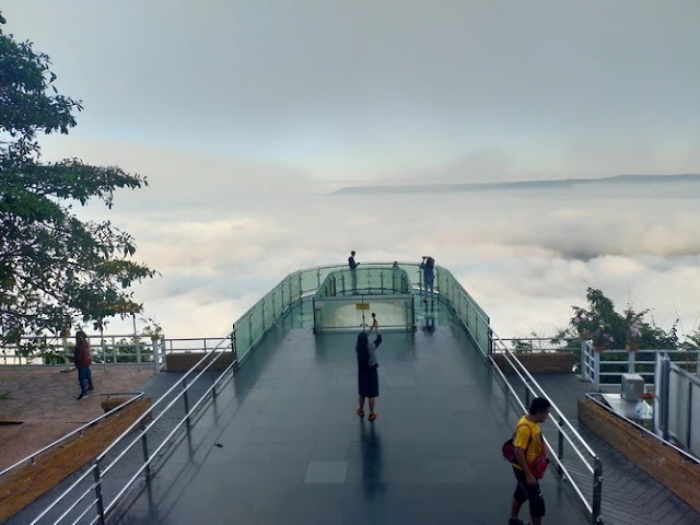 Skywalk during heavy fog