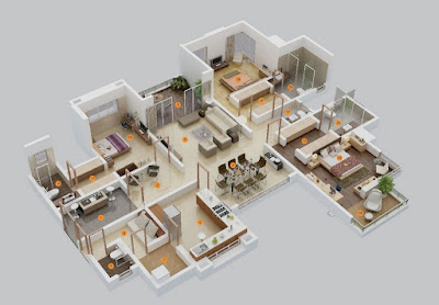 3D House Plans Three Badroom 11