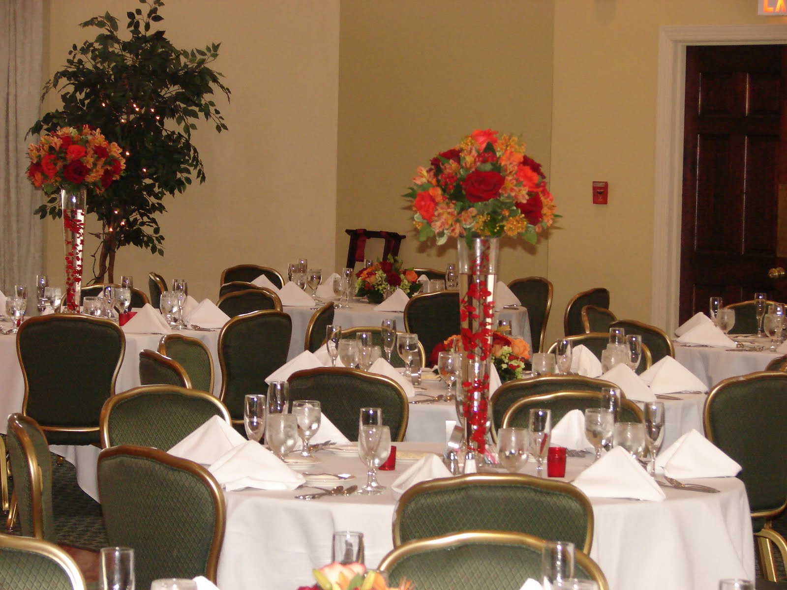 Vibrant Fall centerpiece at the Whitemarsh Country Club.