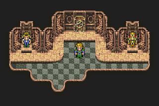 Edgar explores the lower deck of the Blackjack, Setzer's airship in Final Fantasy VI.