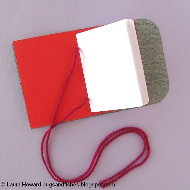 vegan leather mini notebook tutorial: attach the notebook to the cover