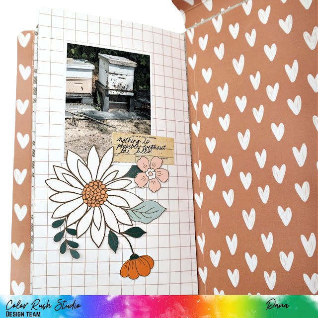 Embellished Patterned Paper Pages of Photos in a Fall Folio Album