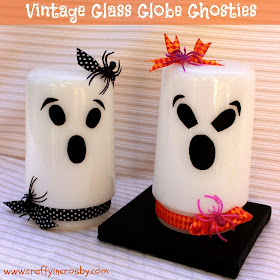 vintage ghosts, glass globe ghosts, Halloween Decorating, Halloween DIY