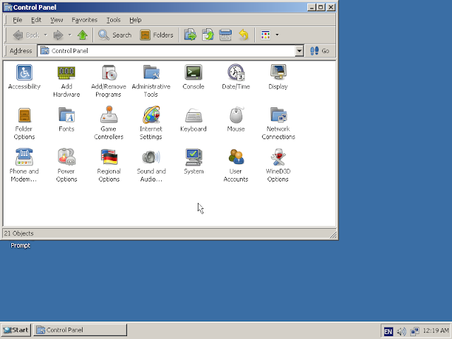 ReactOS Control panel