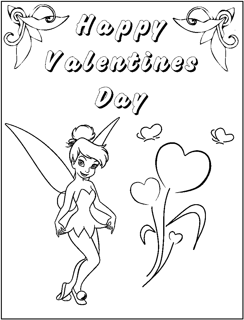 Tinkerbell Valentine Day Greeting Coloring Page