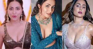 hina khan cleavage blouse saree lehanga indian actress