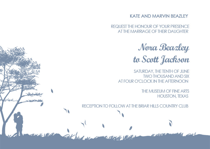 This fallthemed invitation is great printed on blue cardstock or any 