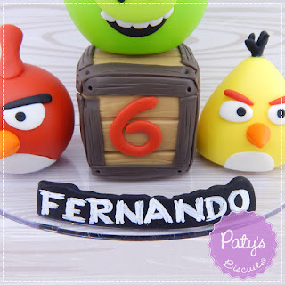 Topo de bolo com vela Angry Birds - festa Infantil - Paty's Biscuit