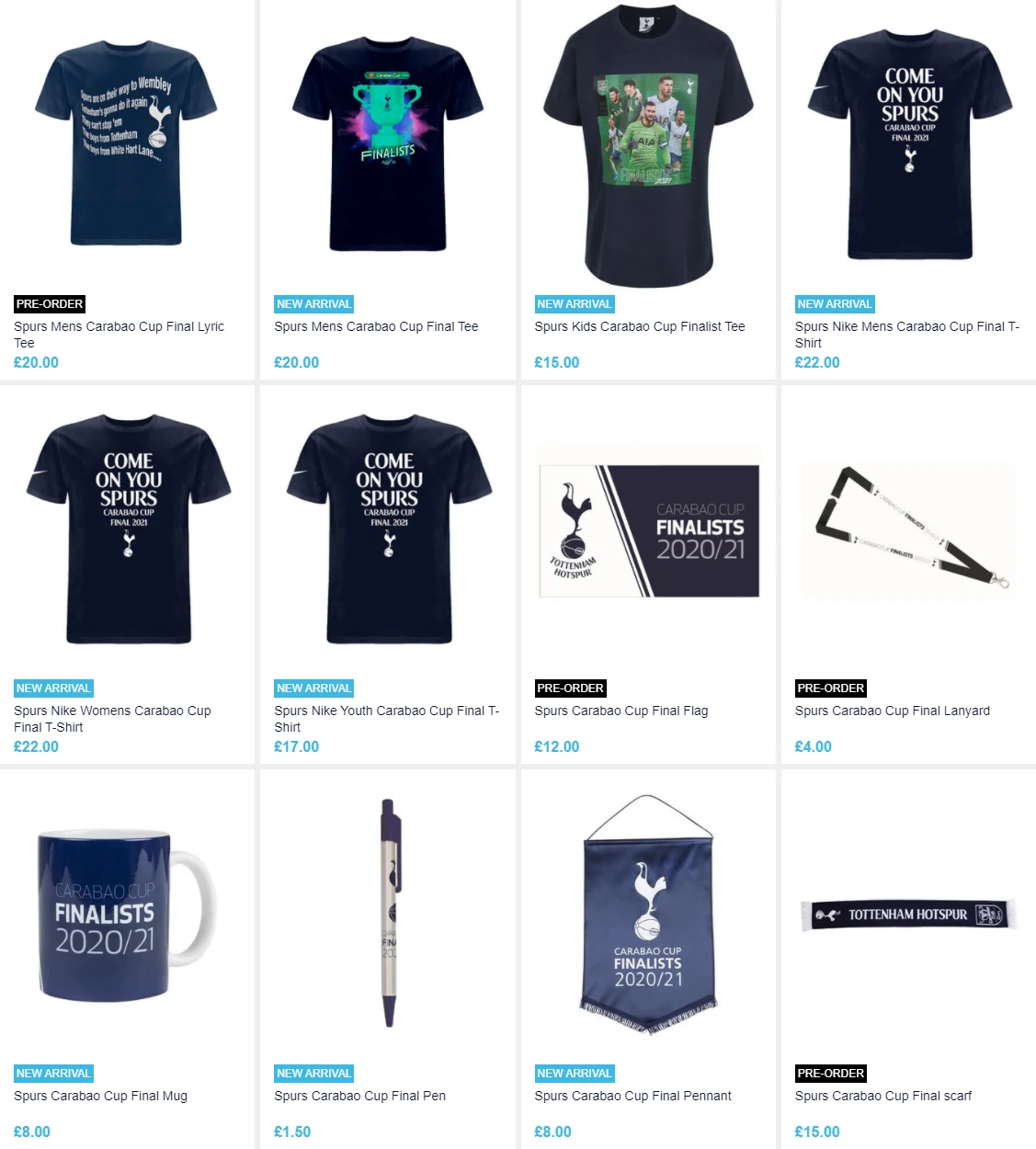 Tottenham Hotspur are selling Carabao Cup final merchandise