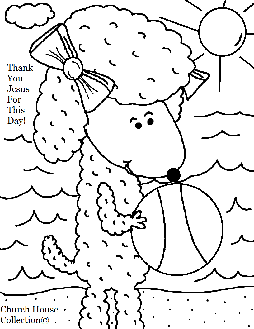 Here is a fun summer coloring page of a sheep at the beach Just pick if you need colored or black and white and then print it