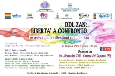 Ddl Zan, libertà a confronto, il 5 luglio webinar della Crpoatt