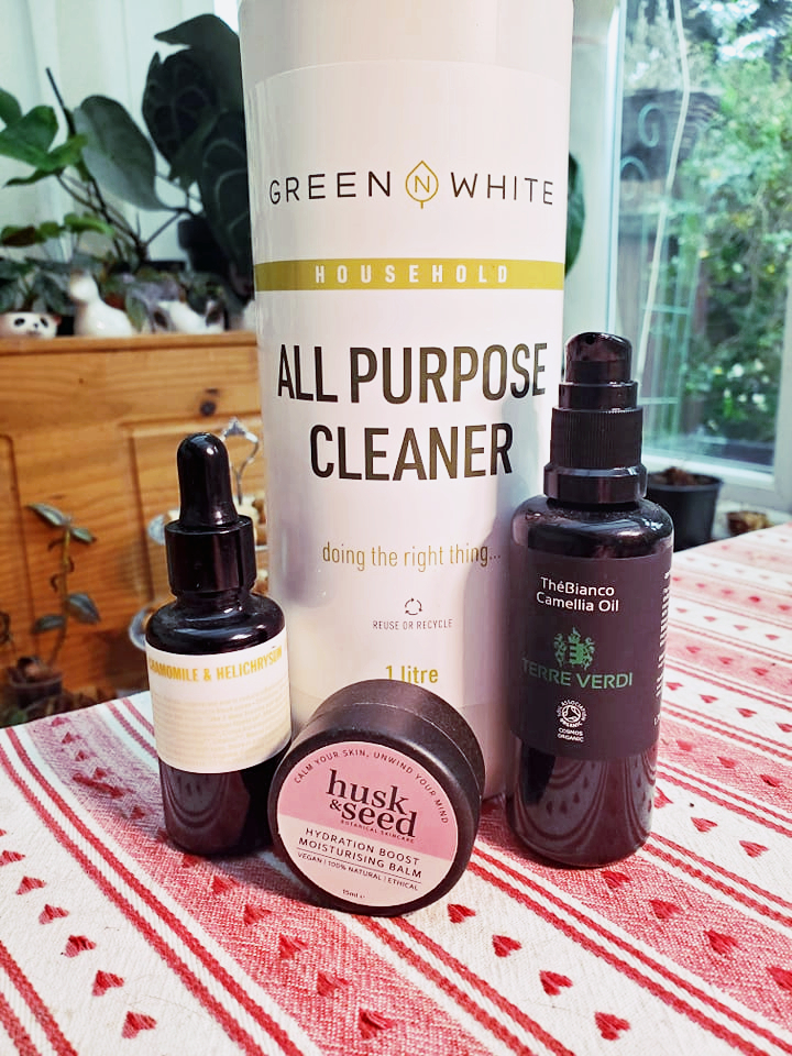 sustainable multipurpose products from Green N White, Husk & Seed skincare, Kyushi, and Terre Verdi