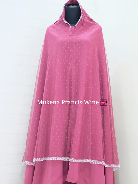 Mukena prancis ori inner woolpeach exlusive warna wine