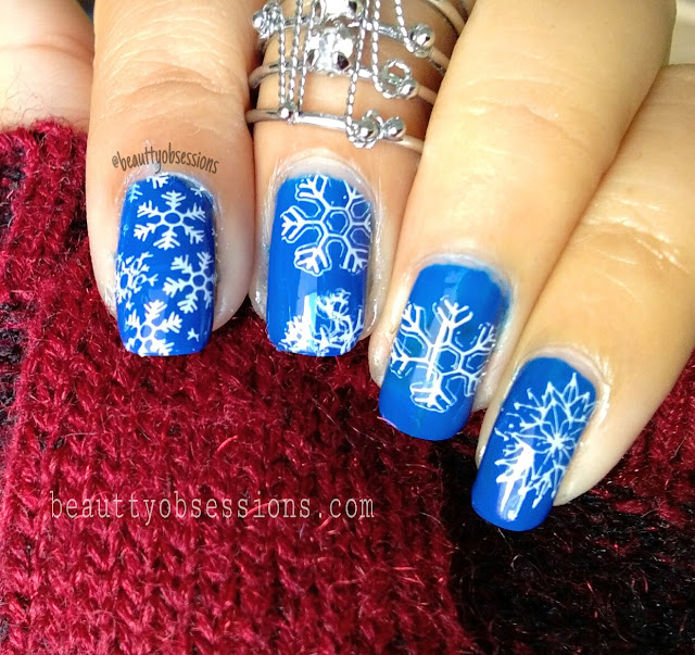 Christmas NailArt design using Beautybigbang Stamping Plate and Scraper