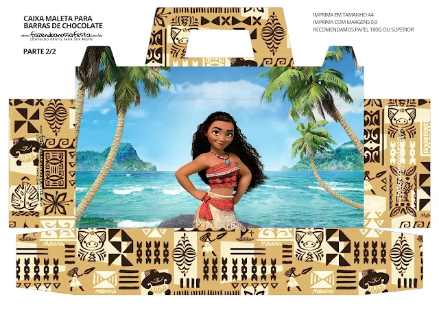 Moana: Caja con Forma de Maleta para Imprimir Gratis.