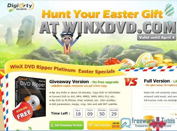 Offre promotionnelle : WinX DVD Ripper Platinum gratuit (pour Pâques) !