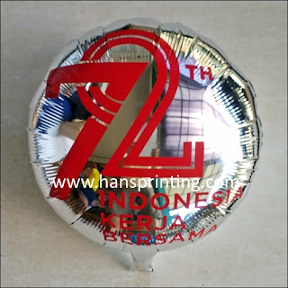 Printing Balon Foil / Sablon Balon Foil "72 TAHUN INDONESIA KERJA BERSAMA"
