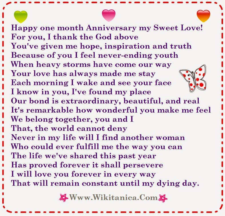 Happy One Month Anniversary Poems for Her | Words of Wisdom - Wikitanica