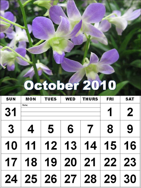 october 2010 calendar printable. Free Homemade Calendar 2010