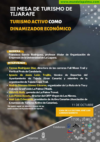 Tijarafe celebrará su III Mesa Redonda “Turismo activo como dinamizador económico”